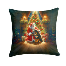 Load image into Gallery viewer, Tibetan Mastiff and Santa Claus Throw Pillow - 14x14 Decorative Pillow – Art for Your Home &amp; Patio