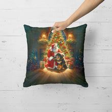 Load image into Gallery viewer, Tibetan Mastiff and Santa Claus Throw Pillow