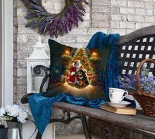 Load image into Gallery viewer, Tibetan Mastiff and Santa Claus Throw Pillow