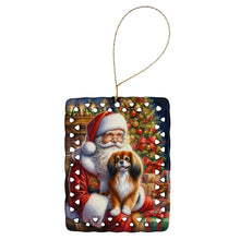 Load image into Gallery viewer, Tibetan Spaniel and Santa Claus Porcelain Ornament