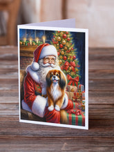 Load image into Gallery viewer, Tibetan Spaniel and Santa Claus Greeting Cards - Blank Note Cards – 8-Pack of Artist-Designed Cards with Envelopes