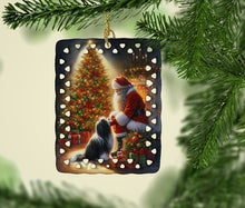 Load image into Gallery viewer, Tibetan Terrier and Santa Claus Porcelain Ornament