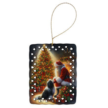 Load image into Gallery viewer, Tibetan Terrier and Santa Claus Porcelain Ornament