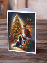 Load image into Gallery viewer, Tibetan Terrier and Santa Claus Greeting Cards - Blank Note Cards – 8-Pack of Artist-Designed Cards with Envelopes