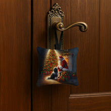 Load image into Gallery viewer, Tibetan Terrier and Santa Claus Hanging Square Fabric Ornament 3.5 × 3.5