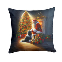 Load image into Gallery viewer, Tibetan Terrier and Santa Claus Throw Pillow