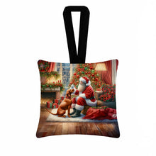 Load image into Gallery viewer, Vizsla and Santa Claus Hanging Square Fabric Ornament 3.5 × 3.5