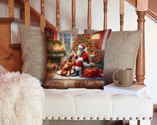 Load image into Gallery viewer, Vizsla and Santa Claus Throw Pillow - 14x14 Decorative Pillow – Art for Your Home &amp; Patio