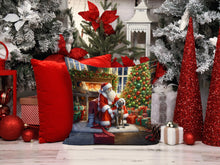 Load image into Gallery viewer, Weimaraner and Santa Claus Throw Pillow - 14x14 Decorative Pillow – Art for Your Home &amp; Patio