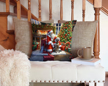 Load image into Gallery viewer, Weimaraner and Santa Claus Throw Pillow - 14x14 Decorative Pillow – Art for Your Home &amp; Patio