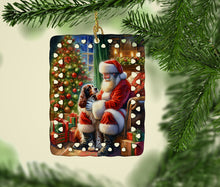 Load image into Gallery viewer, Welsh Springer Spaniel and Santa Claus Porcelain Ornament