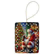 Load image into Gallery viewer, Welsh Springer Spaniel and Santa Claus Porcelain Ornament
