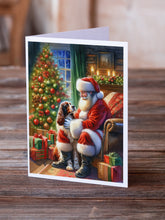 Load image into Gallery viewer, Welsh Springer Spaniel and Santa Claus Greeting Cards - Blank Note Cards – 8-Pack of Artist-Designed Cards with Envelopes