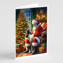 Load image into Gallery viewer, Welsh Springer Spaniel and Santa Claus Greeting Cards - Blank Note Cards – 8-Pack of Artist-Designed Cards with Envelopes