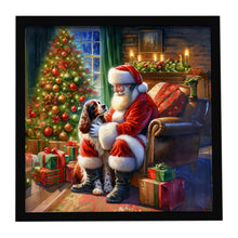 Load image into Gallery viewer, Welsh Springer Spaniel and Santa Claus Framed Metal Print