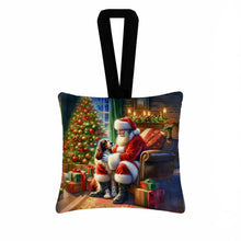 Load image into Gallery viewer, Welsh Springer Spaniel and Santa Claus Hanging Square Fabric Ornament 3.5 × 3.5