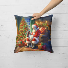 Load image into Gallery viewer, Welsh Springer Spaniel and Santa Claus Throw Pillow