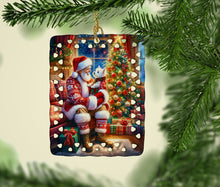 Load image into Gallery viewer, Westie and Santa Claus Porcelain Ornament