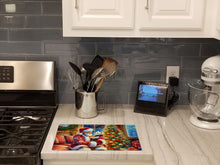 Load image into Gallery viewer, Westie and Santa Claus Glass Cutting Boards – Durable, Decorative Kitchen Art