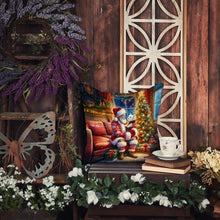 Load image into Gallery viewer, Westie and Santa Claus Throw Pillow
