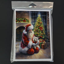 Load image into Gallery viewer, Westie and Santa Claus Greeting Cards - Blank Note Cards – 8-Pack of Artist-Designed Cards with Envelopes
