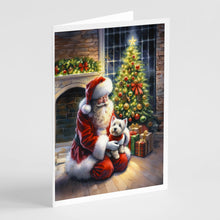 Load image into Gallery viewer, Westie and Santa Claus Greeting Cards - Blank Note Cards – 8-Pack of Artist-Designed Cards with Envelopes