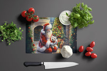 Load image into Gallery viewer, Westie and Santa Claus Glass Cutting Boards – Durable, Decorative Kitchen Art
