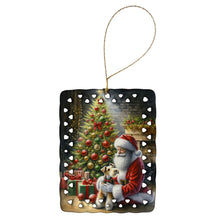 Load image into Gallery viewer, Fox Terrier and Santa Claus Porcelain Ornament