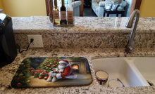Load image into Gallery viewer, Fox Terrier and Santa Claus Dish Drying Mat