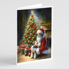 Load image into Gallery viewer, Fox Terrier and Santa Claus Greeting Cards - Blank Note Cards – 8-Pack of Artist-Designed Cards with Envelopes