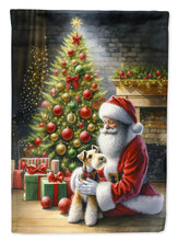 Load image into Gallery viewer, Fox Terrier with Santa Garden Flag – Christmas Dog Yard Decor