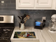 Load image into Gallery viewer, Fox Terrier and Santa Claus Glass Cutting Boards – Durable, Decorative Kitchen Art
