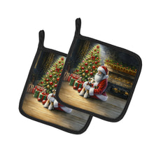 Load image into Gallery viewer, Fox Terrier and Santa Claus Pot Holders - Set of 2 Decorative Kitchen Helpers | Made in the USA