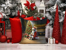 Load image into Gallery viewer, Fox Terrier and Santa Claus Throw Pillow - 14x14 Decorative Pillow – Art for Your Home &amp; Patio