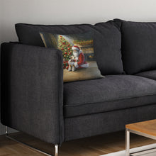 Load image into Gallery viewer, Fox Terrier and Santa Claus Throw Pillow - 14x14 Decorative Pillow – Art for Your Home &amp; Patio