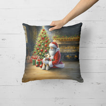 Load image into Gallery viewer, Fox Terrier and Santa Claus Throw Pillow