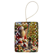 Load image into Gallery viewer, Wirehaired Pointing Griffon and Santa Claus Porcelain Ornament