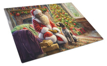 Load image into Gallery viewer, Wirehaired Pointing Griffon and Santa Claus Glass Cutting Boards – Durable, Decorative Kitchen Art