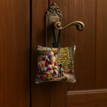 Load image into Gallery viewer, Wirehaired Pointing Griffon and Santa Claus Hanging Square Fabric Ornament 3.5 × 3.5
