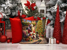 Load image into Gallery viewer, Wirehaired Pointing Griffon and Santa Claus Throw Pillow - 14x14 Decorative Pillow – Art for Your Home &amp; Patio
