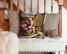 Load image into Gallery viewer, Wirehaired Pointing Griffon and Santa Claus Throw Pillow - 14x14 Decorative Pillow – Art for Your Home &amp; Patio