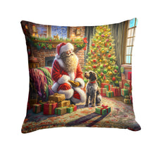Load image into Gallery viewer, Wirehaired Pointing Griffon and Santa Claus Throw Pillow - 14x14 Decorative Pillow – Art for Your Home &amp; Patio