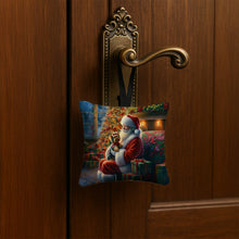 Load image into Gallery viewer, Yorkshire Terrier Yorkie and Santa Claus Hanging Square Fabric Ornament 3.5 × 3.5