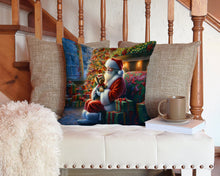 Load image into Gallery viewer, Yorkshire Terrier Yorkie and Santa Claus Throw Pillow - 14x14 Decorative Pillow – Art for Your Home &amp; Patio