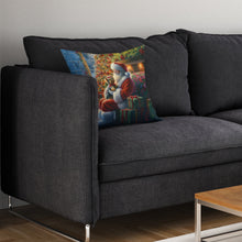 Load image into Gallery viewer, Yorkshire Terrier Yorkie and Santa Claus Throw Pillow - 14x14 Decorative Pillow – Art for Your Home &amp; Patio