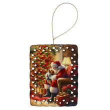 Load image into Gallery viewer, Yorkshire Terrier Yorkie and Santa Claus Porcelain Ornament