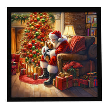 Load image into Gallery viewer, Yorkshire Terrier Yorkie and Santa Claus Framed Metal Print