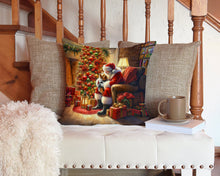 Load image into Gallery viewer, Yorkshire Terrier Yorkie and Santa Claus Throw Pillow - 14x14 Decorative Pillow – Art for Your Home &amp; Patio