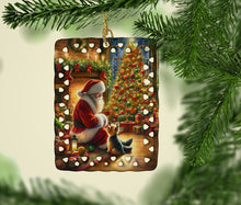 Load image into Gallery viewer, Yorkshire Terrier Yorkie and Santa Claus Porcelain Ornament