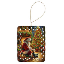 Load image into Gallery viewer, Yorkshire Terrier Yorkie and Santa Claus Porcelain Ornament